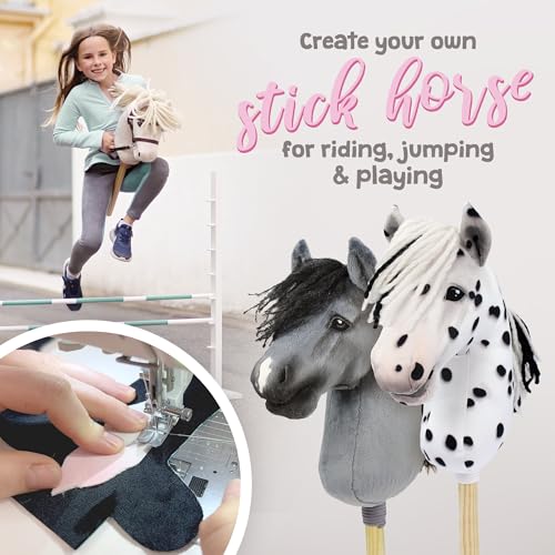 kullaloo Hobby Horse Sewing Pattern & Accessories – Make a Stick Horse with Ear Bonnet, Blanket & Halter | Paper Pattern with QR Video Tutorials, PES & SVG Files | Designed in Canada - color: Hobby Horse "HOPE" with Accessories