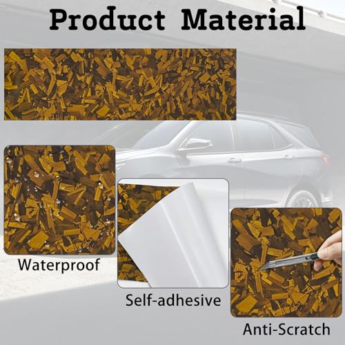 QianBao Compatible with 11.8" x 4" Chevy Bowtie Emblem Vinyl Wrap Kit - color: Forged Carbon Fiber Gold