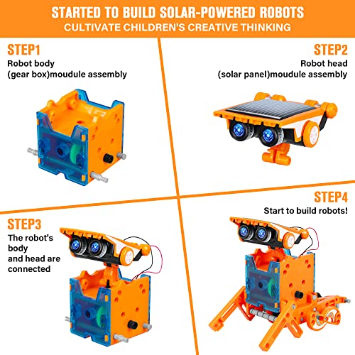 STEM 13-in-1 Education Solar Power Robots Toys for Boys Age 8-12 - color: Orange