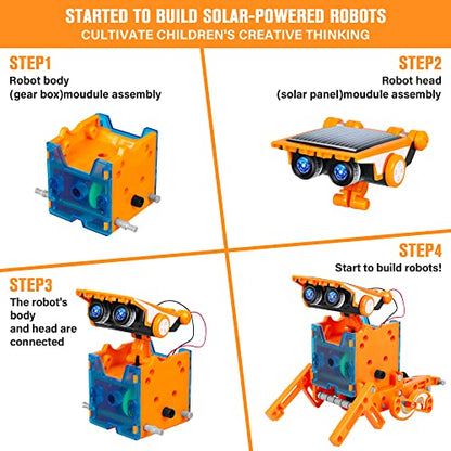 STEM 13-in-1 Education Solar Power Robots Toys for Boys Age 8-12 - color: Orange