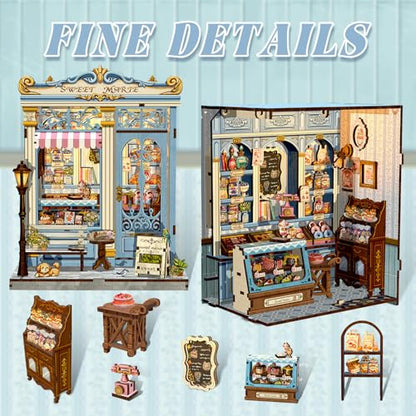 Fsolis Book Nook Kit, DIY Booknook Miniature Bakery House (Sweet Marie) - color: Sweet Marie