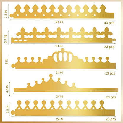 Gold Paper Crowns, Diy Birthday King Crowns Craft to Decorate, Paper Prince Princess Crown Hats for School Classroom - style: 28 (15 Crowns+13 Sticker Gems)