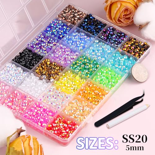 6600Pcs Resin Jelly Rhinestones with Tweezers for Crafting, Mixed-Color 5mm Non Hotfix Flatback Gems, Bedazzling Crystal for DIY Crafts Clothing Tumblers Mugs Shoes Fabric Decor Nail Art Makeup - color: Jelly Multicolored 5mm, size: Large Pack