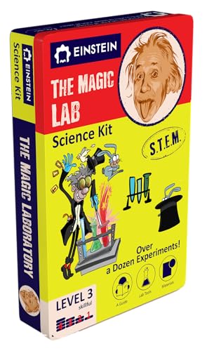 Einstein’s Magic Lab Science Kit for Kids. STEM for Boys & Girls Aged 8 and Above. 12 Exciting Experiments Inside. Detailed Picture Guide Included. - color: Red and Yellow