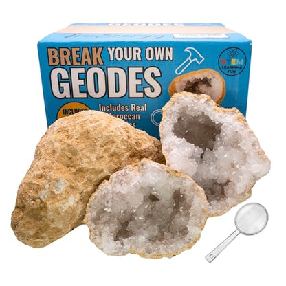TruEnergy Break Your Own Geodes Kit – 3 to 4 Real Geodes 3.5"–4.5", 90% Hollow Rate, Crack Open & Discover Crystals – STEM Geology Rock Kit, Science Gift for Kids Ages 6+, Party Favors XL - size: X-Large (3.5"-4.5")