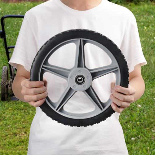 2 Pack Spoked Plastic Wheel and Plastic Tire, 12 x 1.75 Inch Heavy Duty wheel and Axle Kits for Carts – Ideal Wheels Replacement for Lawn Mowers, Carts, Bikes, and More