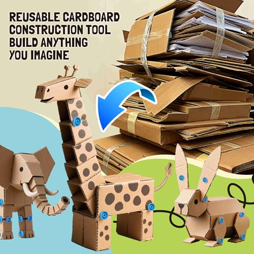 Cardboard Cutter for Kids,208PCS Cardboard Construction Tool,Safe DIY Kit for Boys Girls Arts & Crafts STEM Educational Toys