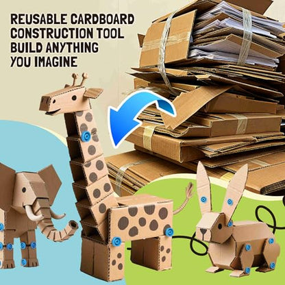 Cardboard Cutter for Kids,208PCS Cardboard Construction Tool,Safe DIY Kit for Boys Girls Arts & Crafts STEM Educational Toys