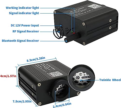 AMKI 16W Starlight Headliner Kit Twinkle+Sound Activated 550pcs 0.03in 13.1ft Cable End Glow Fiber Optic Light APP/Remote Control RGBW Starlight Box for Car Home Star Ceiling Decor - size: 550pcs*0.03in*13.1ft+Regular