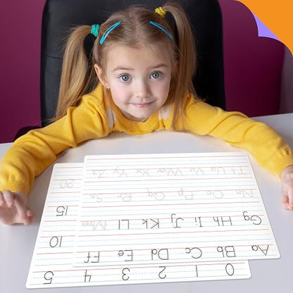 8 Packs Alphabet & Number Whiteboards, Double Sided Dry Erase Board Letters Numbers Tracing Writable and Erasable Handwriting Board for Kids, Students, Classroom and Home (Each Measures 12” x 9”) - color: Alphabet & Number Whiteboards