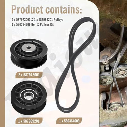 587973001/587969201 Pulleys Kit for Husqvarna Craftsman Poulan Pro Mowers - style: Pulleys Belt Kit