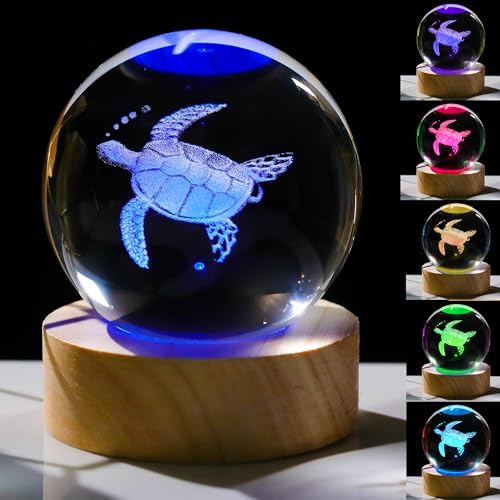 3D Sea Turtle Gifts for Women - Crystals Ball 60mm - Sea Turtle Figurines Decor Glass Animals Figurine - Gifts for Room, Birthday, Lovers, Keepsake, Paperweight - style: Big Turtle