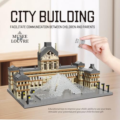 Paris Louvre Museum Building Blocks Iconic Landmark Model Toy for Teens Adults & Collectors 3D Puzzle Set for Educational and Decorative Fun - style: Paris Louvre Museum