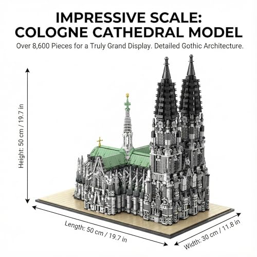 Cologne Cathedral - Building Blocks,8614 PCS Gothic for Adults - color: Sliver Cologne Cathedral