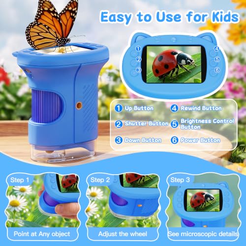 SEEKID Kids Microscope,1000X Handheld Digital Microscope (Blue) - color: Blue