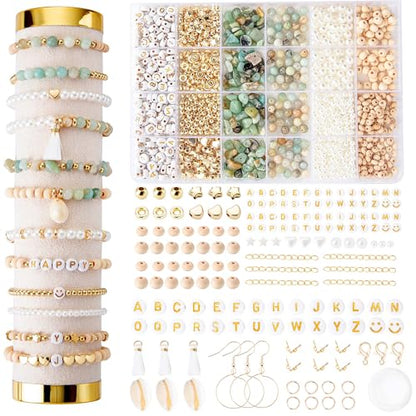 Xylise Jewelry Making Supplies Kit Natural Stone Beads for Irregular Natural Stone with for DIY Craft Bracelet Necklace Earrings for Adults (Amazonian) - color: Amazonian
