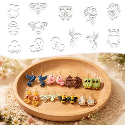 13 Pcs Easter & Animal Polymer Clay Cutters Set - Chicken, Bee & Owl Imprint Cutters for Polymer Clay Jewelry Making, Fit Gift for Animal Lovers, Friends, Sisters & Wives - color: Birds