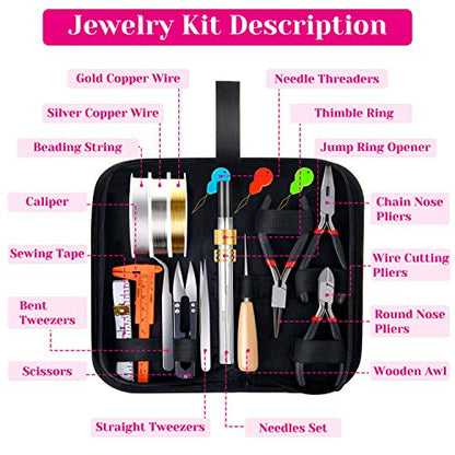 shynek 1857 Pcs Jewelry Making Supplies Kit for Adults, Jewelry Making Tools with Earring Hooks, Findings, Wires, Chains and Helping Hands for Crafts Making and Repair