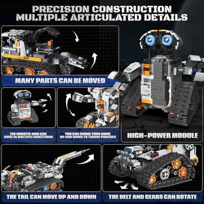 HPROMOT Robot Building Kit, APP & Remote Coding Toy Gift Boys Girls 8-16 | Birthday Gift for Boys Girls Ages 8-16 | 688 PCS 5-in-1 Robot | APP + Remote | STEM Coding | Rechargeable Battery - color: T2008
