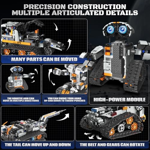 HPROMOT Robot Building Kit, APP & Remote Coding Toy Gift Boys Girls 8-16 | Birthday Gift for Boys Girls Ages 8-16 | 688 PCS 5-in-1 Robot | APP + Remote | STEM Coding | Rechargeable Battery - color: T2008