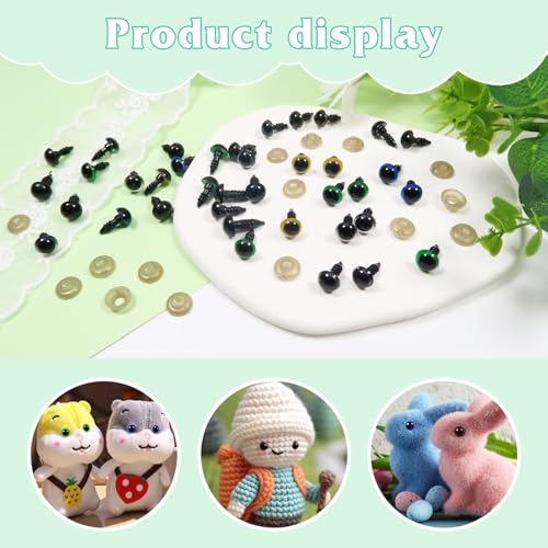 TOAOB 140pcs 8mm Colorful Plastic Safety Eyes Craft Eyes with Washers for Stuffed Animals Amigurumis Crochet Bears Dolls Making - size: 8mm