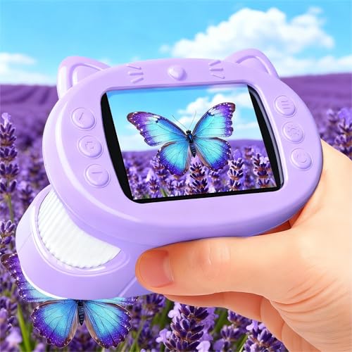 Handheld Digital Mini Microscope for Kids: 1000X 4K 2.4" Microscopes Toys - color: Purple