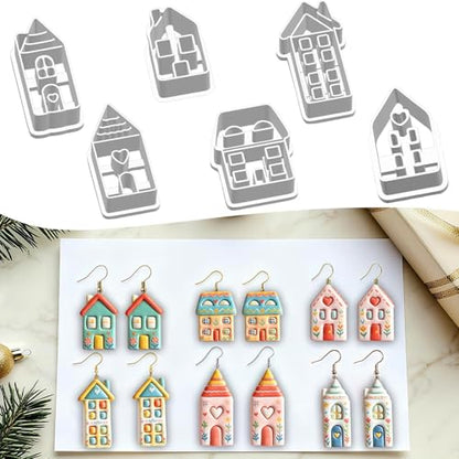 6 Pcs Cute House Polymer Clay Cutters Set - Charming Home Shapes Clay Cutters for Polymer Clay Jewelry Making, Perfect Housewarming Gift - color: New home