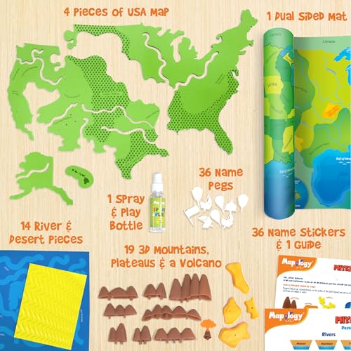 Imagimake Mapology Physical Features of USA, Geography Game for Kid Age 8+ - style: Physical Features of USA