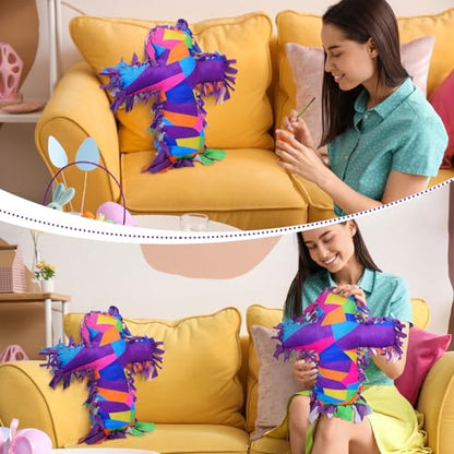 Weysat 6 Sets Religious Cross Tied Pillow Craft Kit 2026 VBS Crafts Christian DIY Pillow Gifts with PP Cotton Sunday School Decor VBS Favors Giveaways - style: Cross