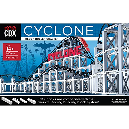 CDX Blocks: Cyclone - 900+ Pieces, Building Brick Set, Gravity Powered Roller Coaster Model, Promotes STEM Learning - style: Cyclone