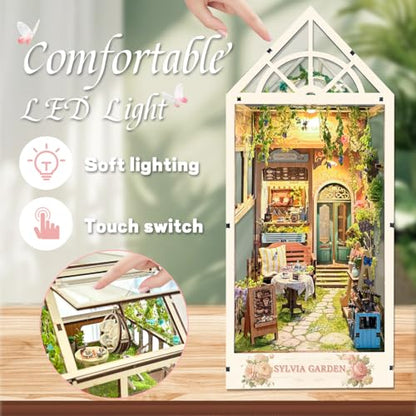 3D Book Nook Flower House Kit DIY Wooden Puzzle- Sylvia Garden - color: Sylvia Garden