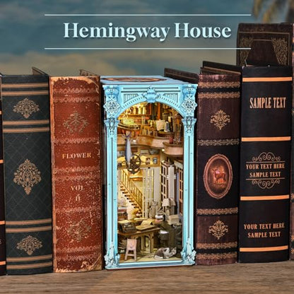 MiniCity Hemingway House Book Nook Kit, 3D Wooden Bookshelf Puzzle with LED - color: Hemingway House