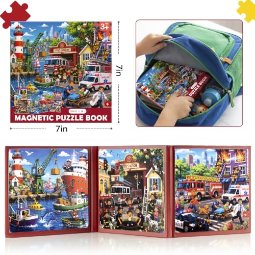 Biarek Fire Truck & Rescue Magnetic Puzzles for Kids 3-5, 75-Piece Set - color: Fire Truck & Rescue - 75 Pieces