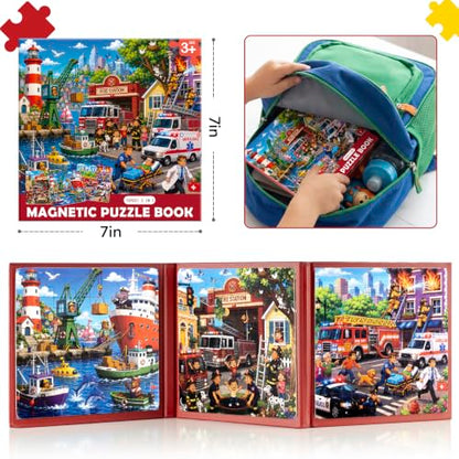 Biarek Fire Truck & Rescue Magnetic Puzzles for Kids 3-5, 75-Piece Set - color: Fire Truck & Rescue - 75 Pieces