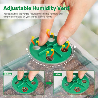Bonviee 10-Pack Seed Starter Trays, Tall Dome, Base, 12-Cell Tray, Green - color: Green, size: 10 Packs