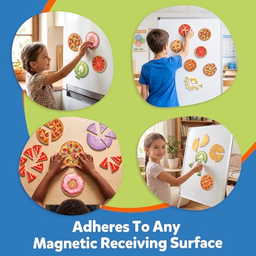 Aizweb Magnetic Fraction Tiles & Circles Set,Bars,Magnetic Fraction Educational Puzzle,Montessori Math Manipulatives,Fraction Learning Games for Elementary Classroom Homeschool Supplies
