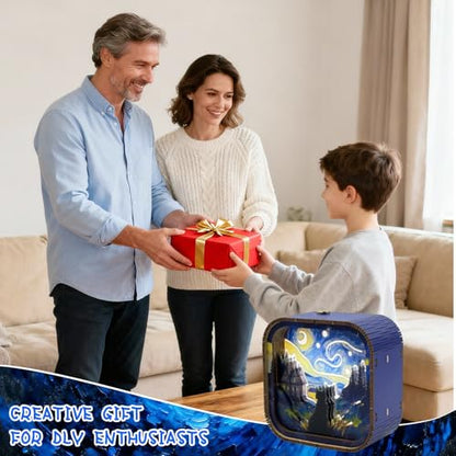 3D Wooden Puzzle Night Light DIY LED Art Lamp Kit for Adults Desk Decor Relaxing Craft Project Table Ornament and Unique Gift (Starry Cat) - style: Starry Cat