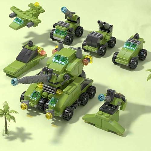 138-Piece Military Building Blocks Set – Army Tank Vehicle Toy with 7 in 1 Transformable Models, STEM Construction Kit for Kids Ages 6-12, Combat Play & Collector’s Display - color: Army Tank