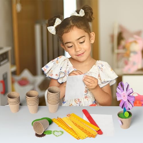 WATINC Flower Paper Pot Craft Kits for Kids - DIY 3D Flower Arts & Crafts Decorations for Spring Summer, Back to School Activity for Preschool Classroom Homeschool (36 Pack)