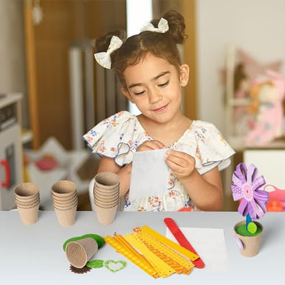 WATINC Flower Paper Pot Craft Kits for Kids - DIY 3D Flower Arts & Crafts Decorations for Spring Summer, Back to School Activity for Preschool Classroom Homeschool (36 Pack)
