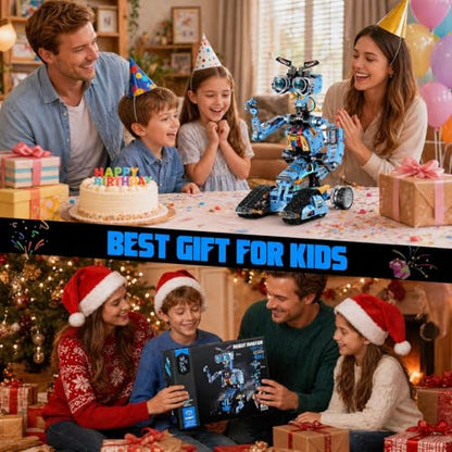 zinat 4-in-1 STEM Robot Building Kit with Remote Control, Multiple Robot Designs, Educational DIY Blocks Toy, Birthday for Kids 6-14 & Adults - 824Pcs