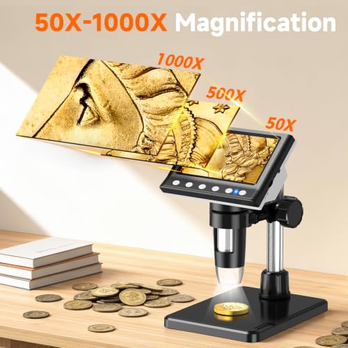 Leipan 4.3" Coin Microscope Coin Magnifier, 1980P HD Digital Microscope