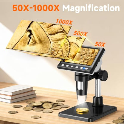 Leipan 4.3" Coin Microscope Coin Magnifier, 1980P HD Digital Microscope