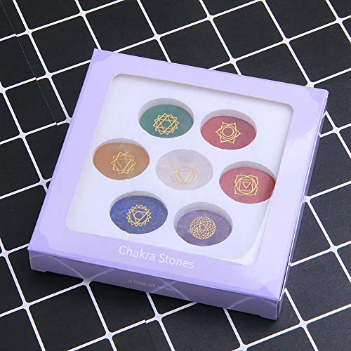 TGS Gems 7 Chakra Stones set - Reiki Healing Crystal With Engraved Chakra Symbols - color: CKL-001