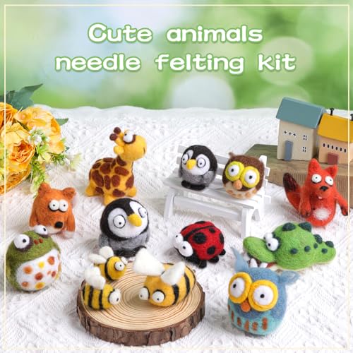 Fedmut Needle Felting Wool Kit Felting Kit, 13 Cute Animals Tools Supplies - color: 13Pcs Cute animals