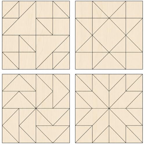 9" Barn Quilt Kit Set 4 | HST, Friendship Star, Dutch Sq, Flying Geese - size: 9 inches (set of 4), style: HST, Friendship Star, Dutch Square, Flying Geese