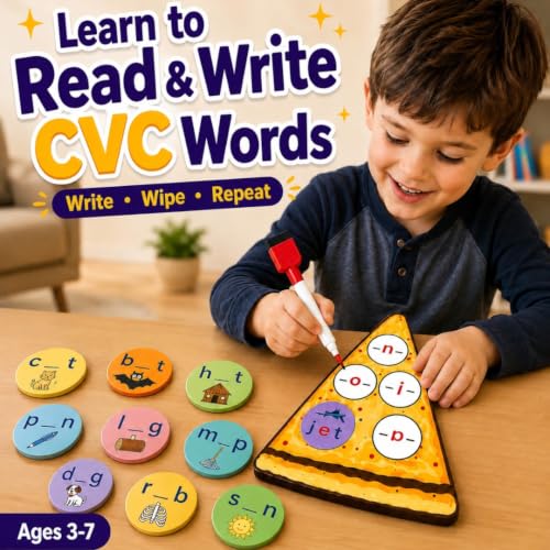 CVC Words on Pepperoni - Learn to Read & Write, Magnetic Phonics Games - size: CVC Word Game