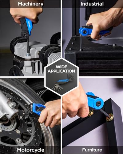 Kraftek toolant 17PCS Folding Allen Wrenches Sets(Metric and SAE), Metric Allen Key Set 1.5mm- 8mm, SAE Hex Key Set 5/64”- 1/4", Folding Hex Keys for Home Repair and Bikes(EDC),gift for men - size: 17PCS (Folding - Metric&SAE)