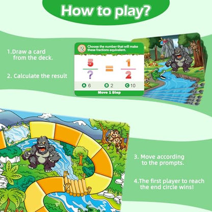 Fraction Board Game for Kids,Fraction Manipulatives for Grade 3rd-6th