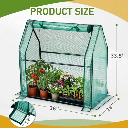 Outvita Mini Greenhouse, 2-Layer PE Cover, 36"x18"x33", Outdoor - style: 1 tier 3'x3’